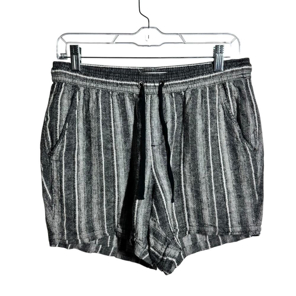 Dash Shorts Women S Black White Linen Blend‎ Coastal Boho Relaxed Minimal Casual